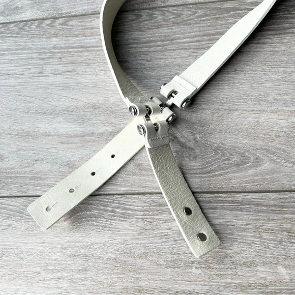 Vintage White Italian Leather Belt Made in Canada